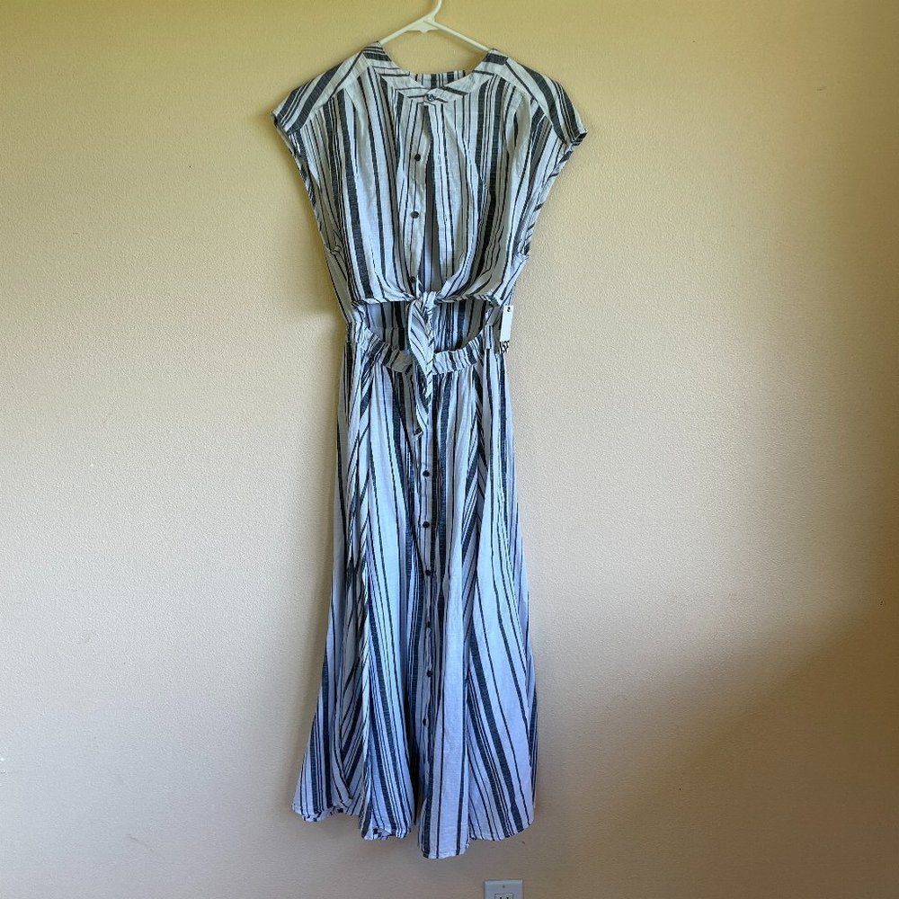 NSF Sally Cut Out Dress White Stripe Small NWT